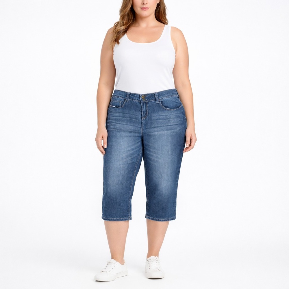 Dots Women's Size 12 Capri Jeans Blue Denim Mid Rise Mid Calf Casual 38x18‎